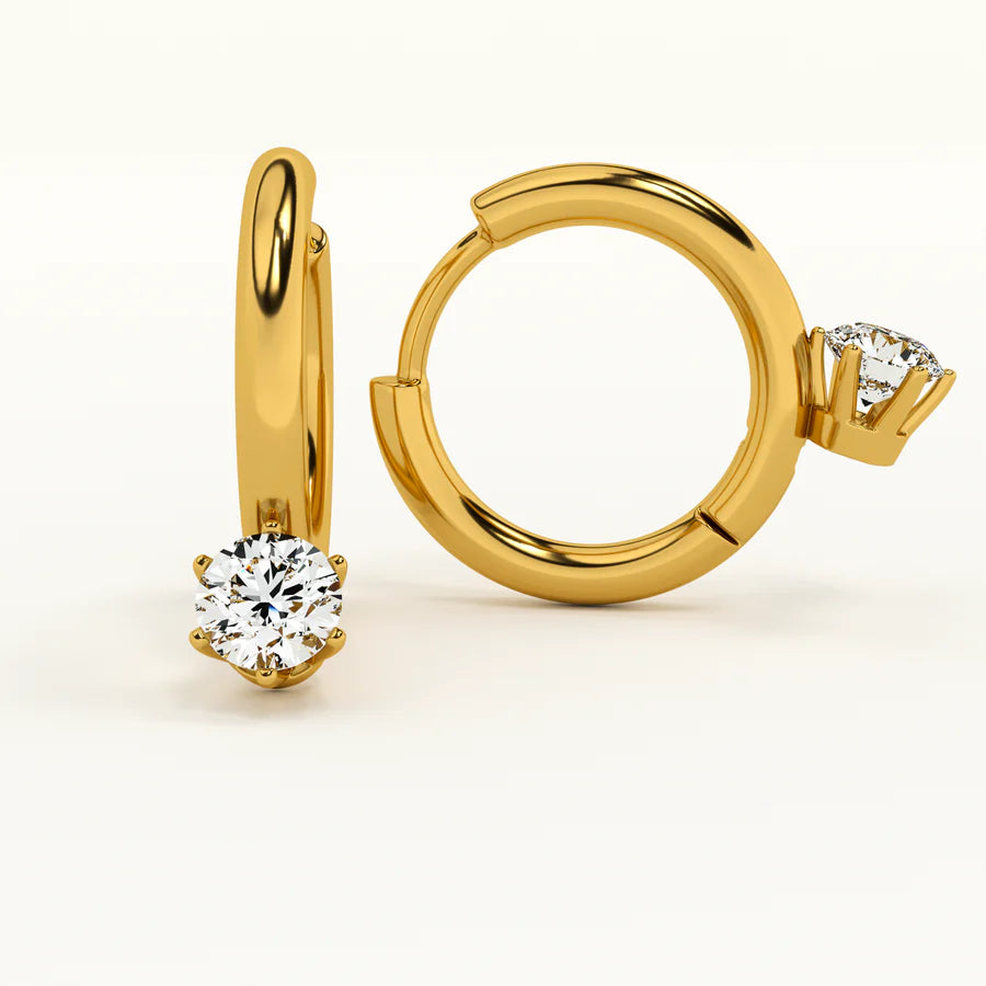 Orecchini a Cerchio Athena con Solitario
